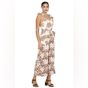 American Eagle Outfitters Brown and White Floral Jumpsuit
